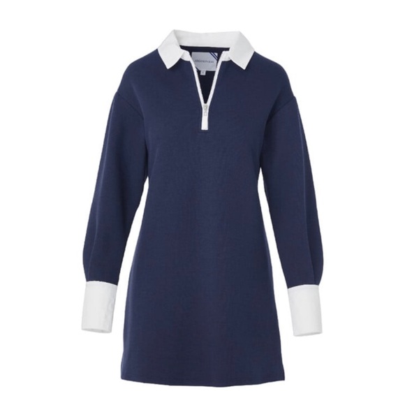 NWT - ADDISON BAY Women's Rugby Sweatshirt Mini Dress, Navy And White, small - Picture 3 of 14